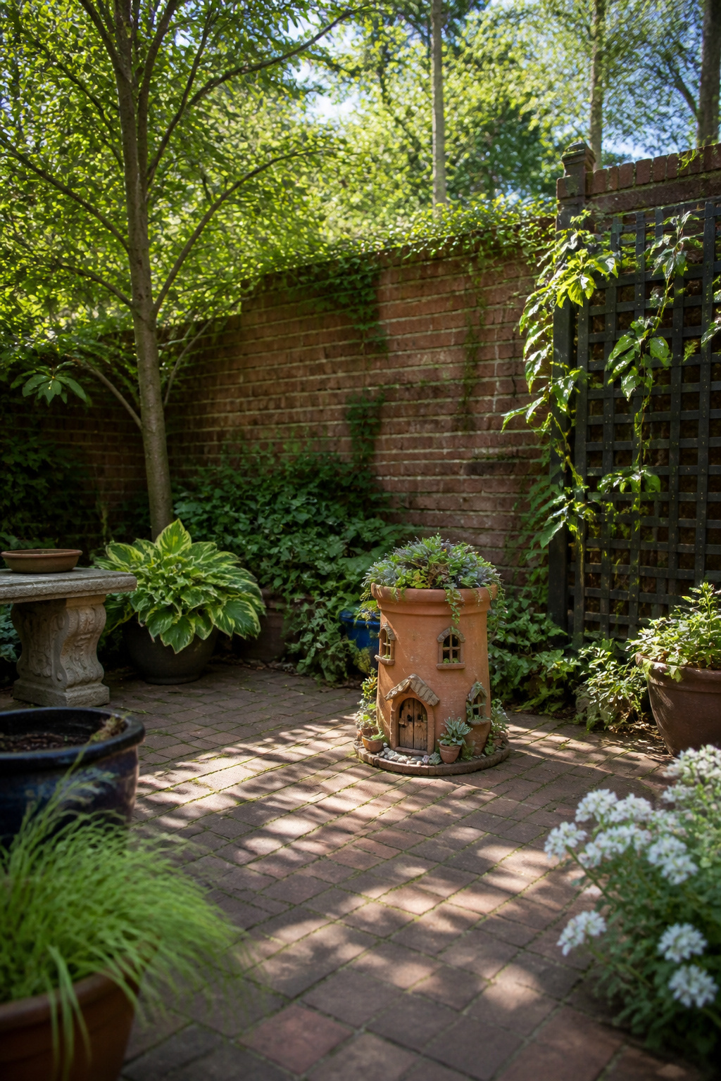 DIY Garden Fairy House: 20 Ways to Build One 10 Clay pot fairy house with plants growing from the top.