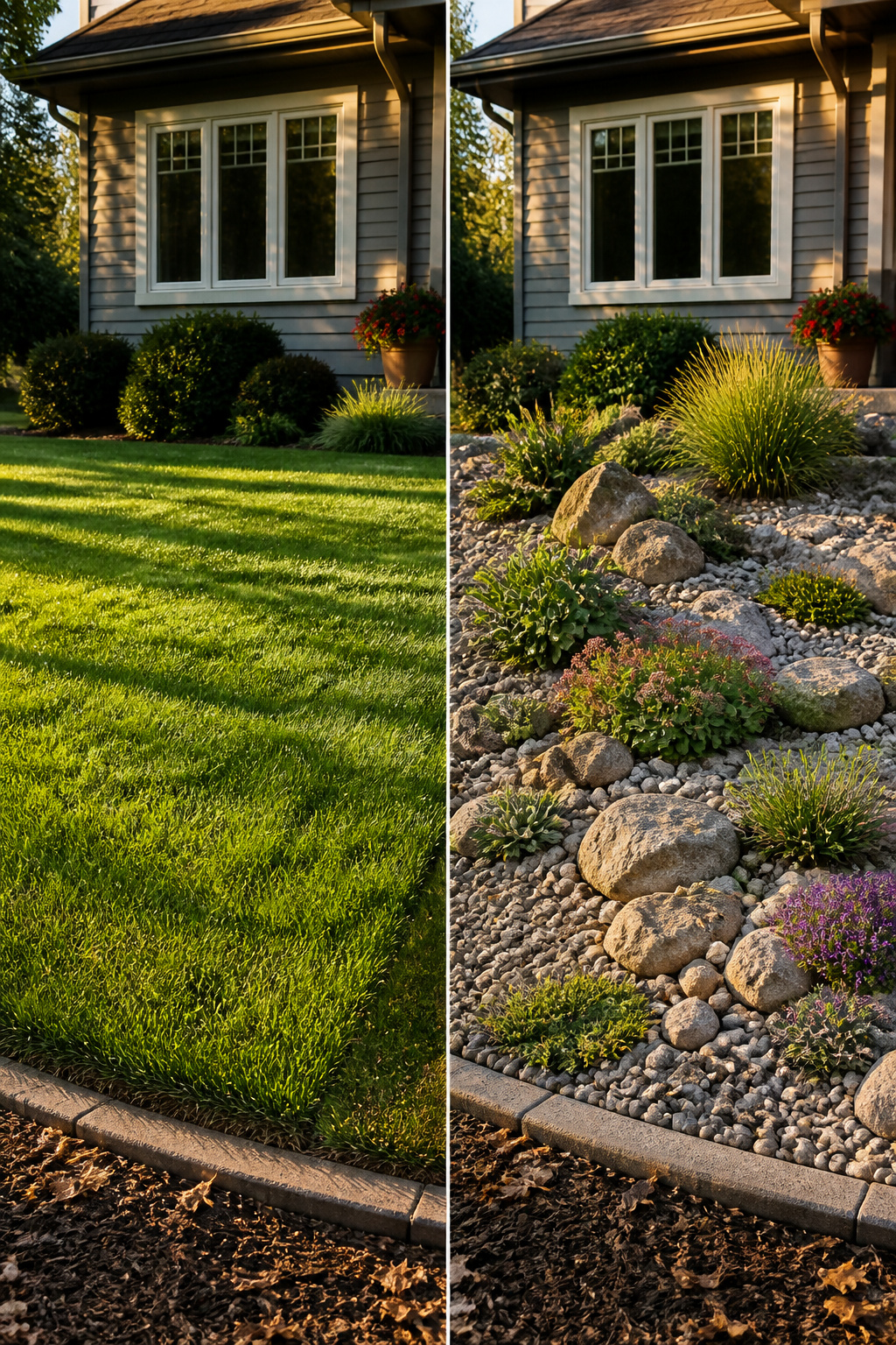 Rock garden designed for easy maintenance and drought resistance.