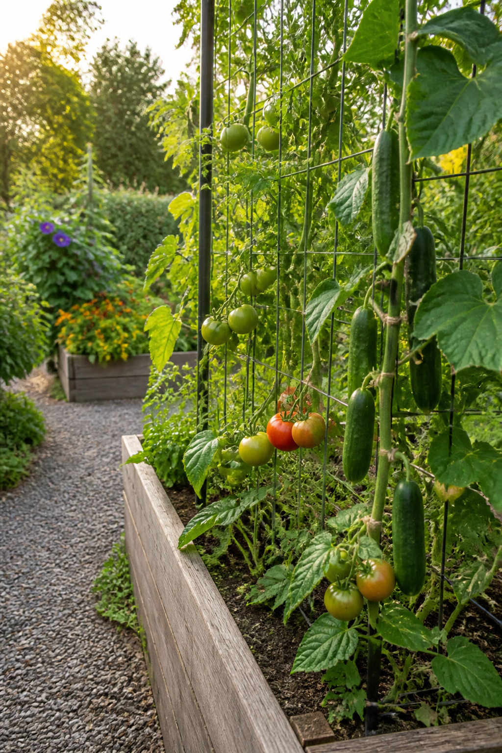 Photograph showing climbing plants that require trellis support.