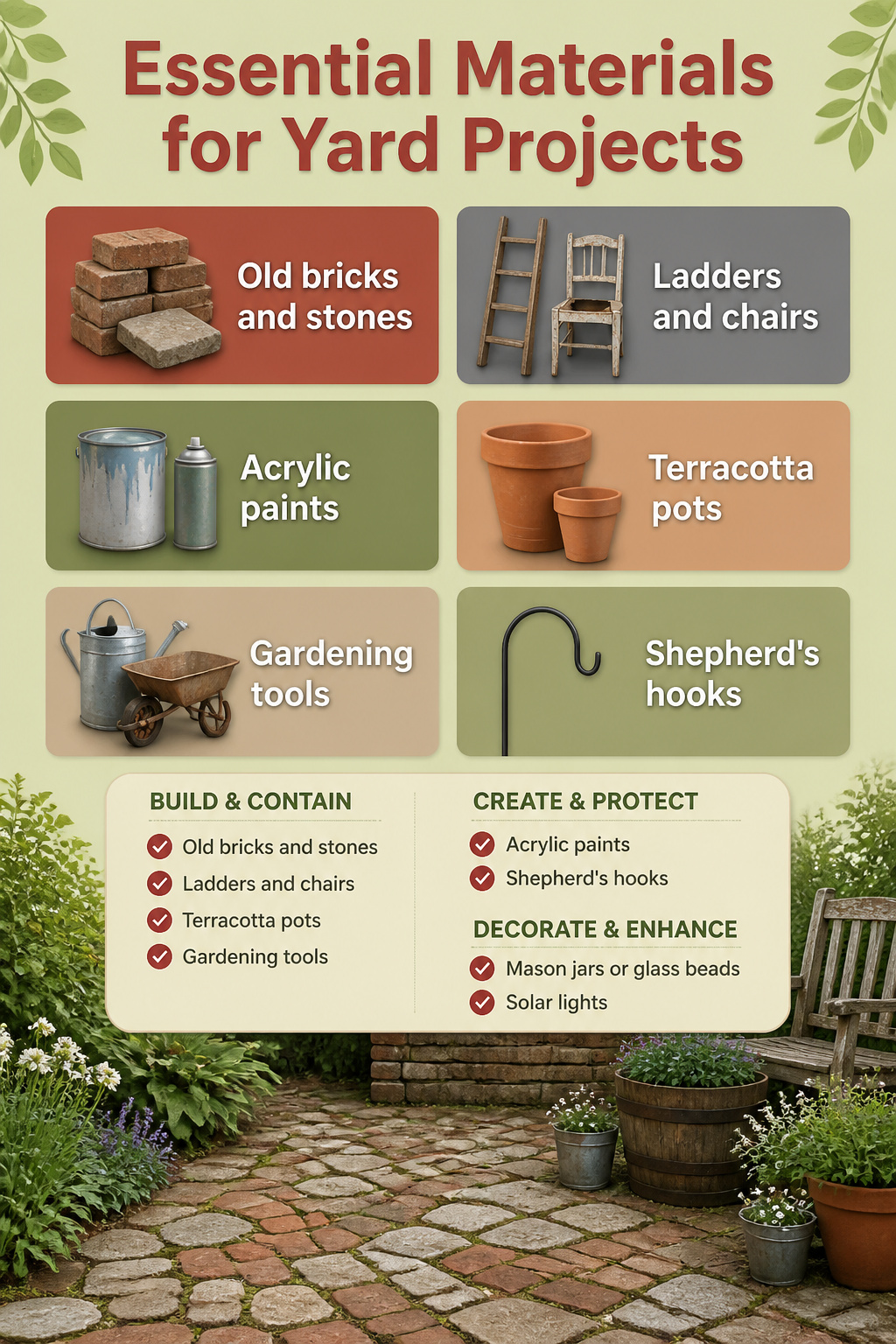 12 Yard Decorations DIY Projects for 2026 13 A variety of reclaimed materials for building a garden path.