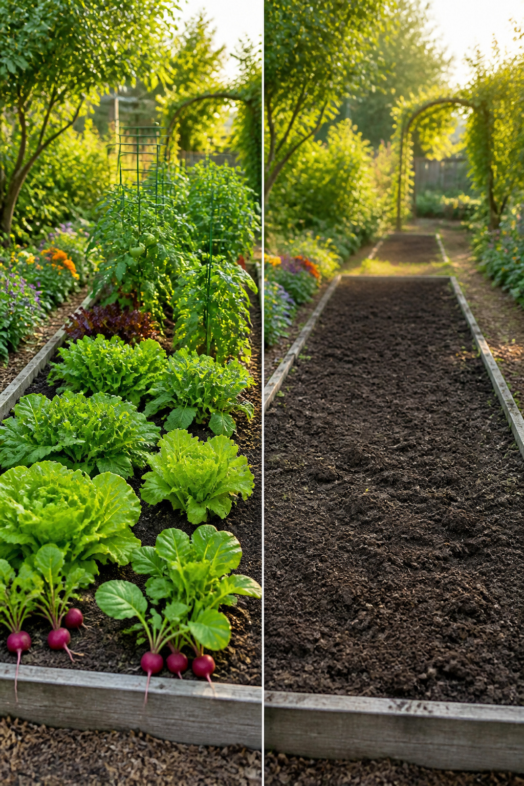 A planting calendar marking frost dates for vegetable crops.