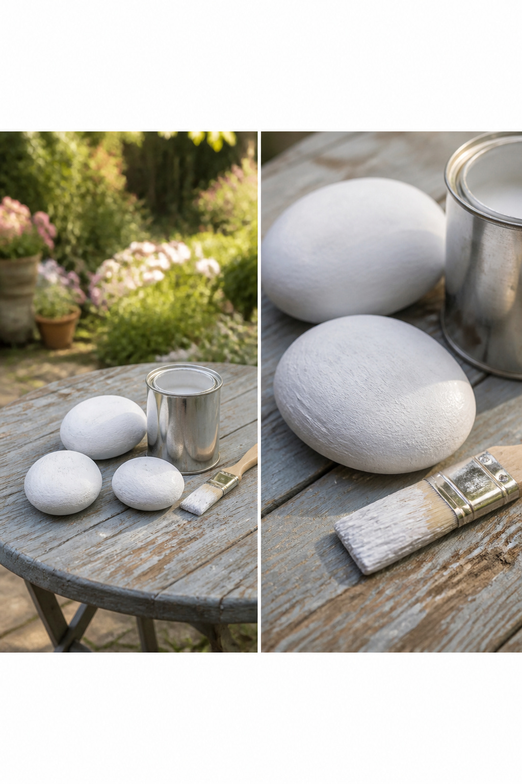 A brush applying primer to a rough stone.
