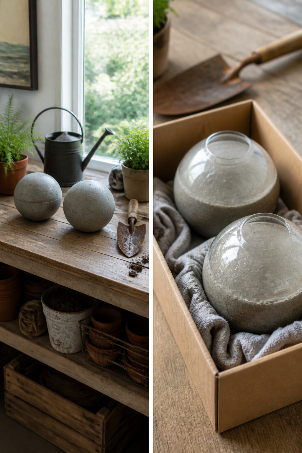 DIY Concrete Garden Orbs: A Step-by-Step Guide for 2026 3 A glass globe mold coated with cooking spray for concrete.