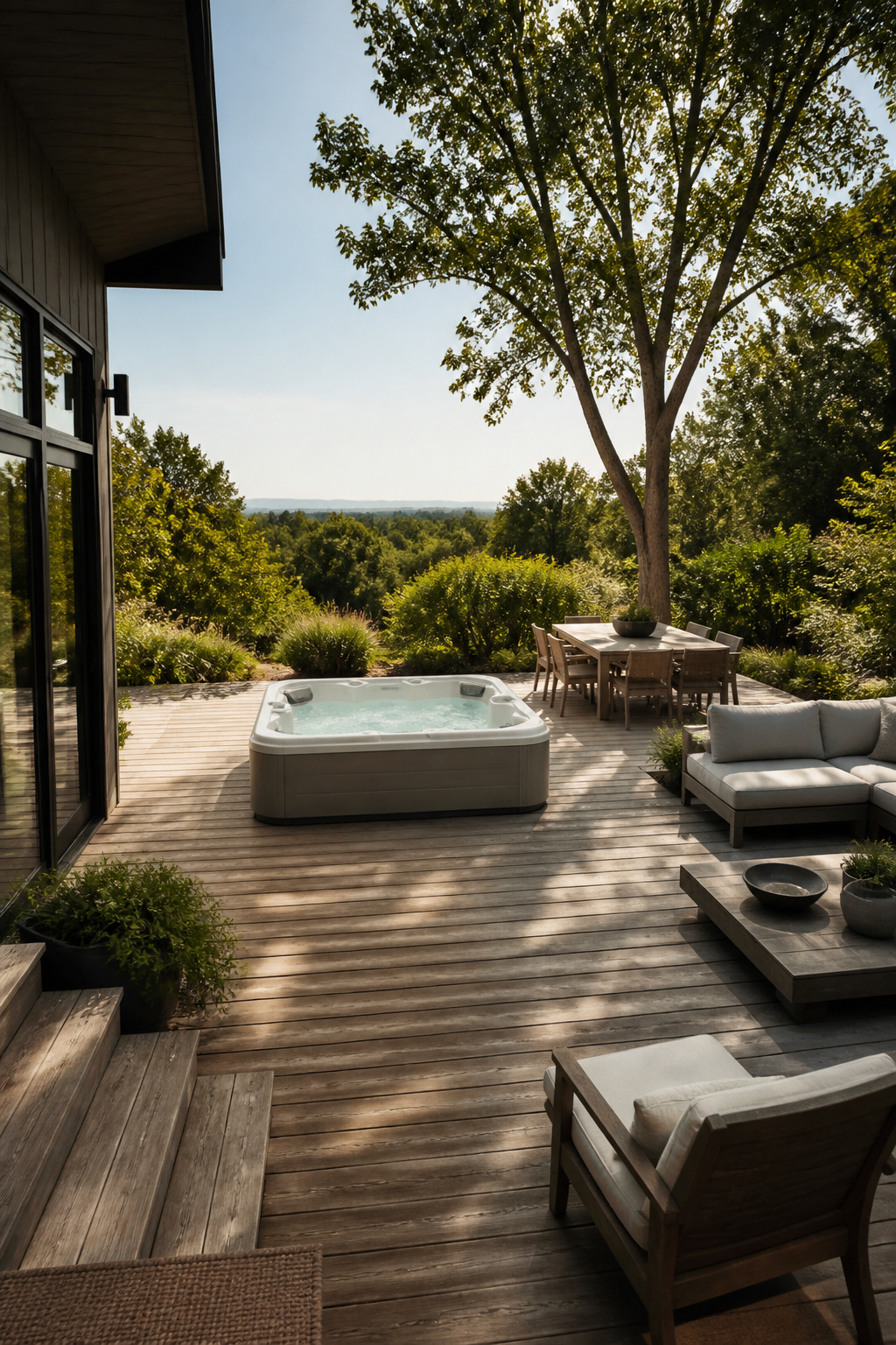 Outdoor Living Hot Tubs: 7 Brands and Styles for Your Backyard 4 Square and rectangular Shoreline Hot Tubs in different designs.