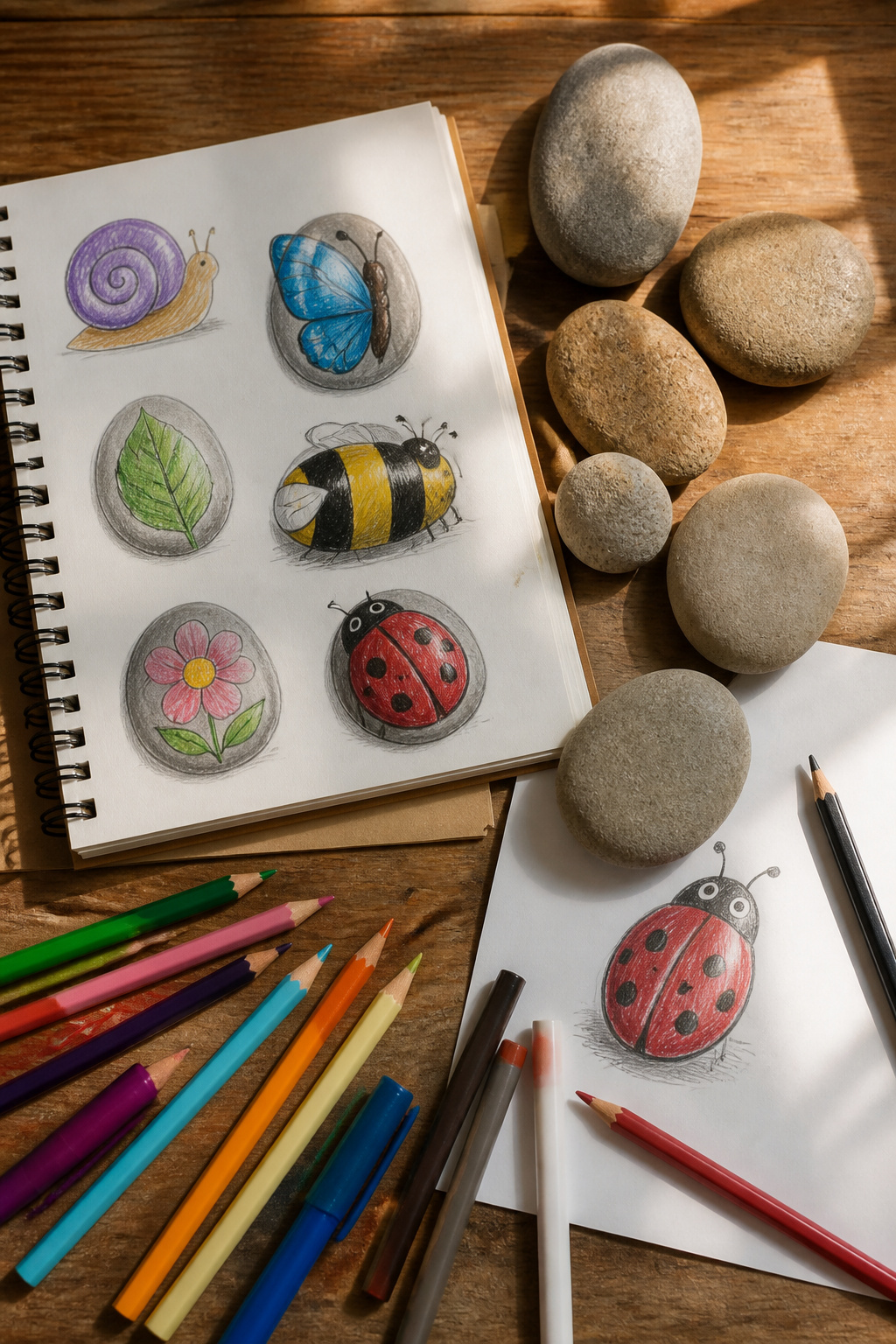 A sketch of rock designs laid out on paper.