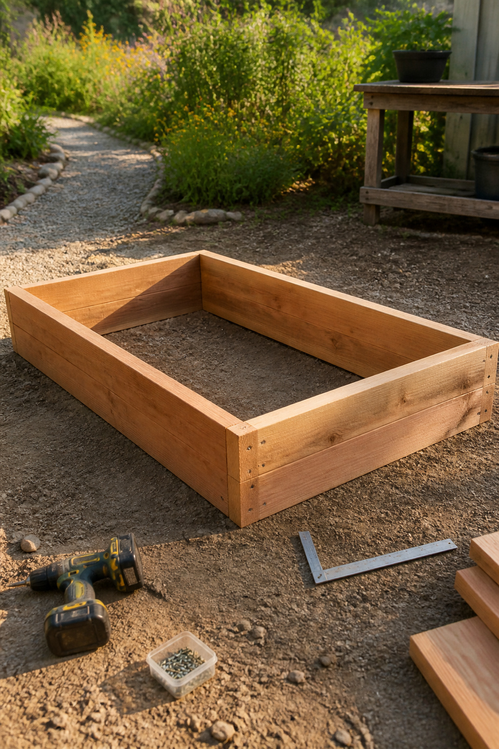 How to Build Raised Garden Beds: 8 Steps for a DIY Raised Bed Garden in 2026 5 Construction of a raised garden bed frame using cedar boards.