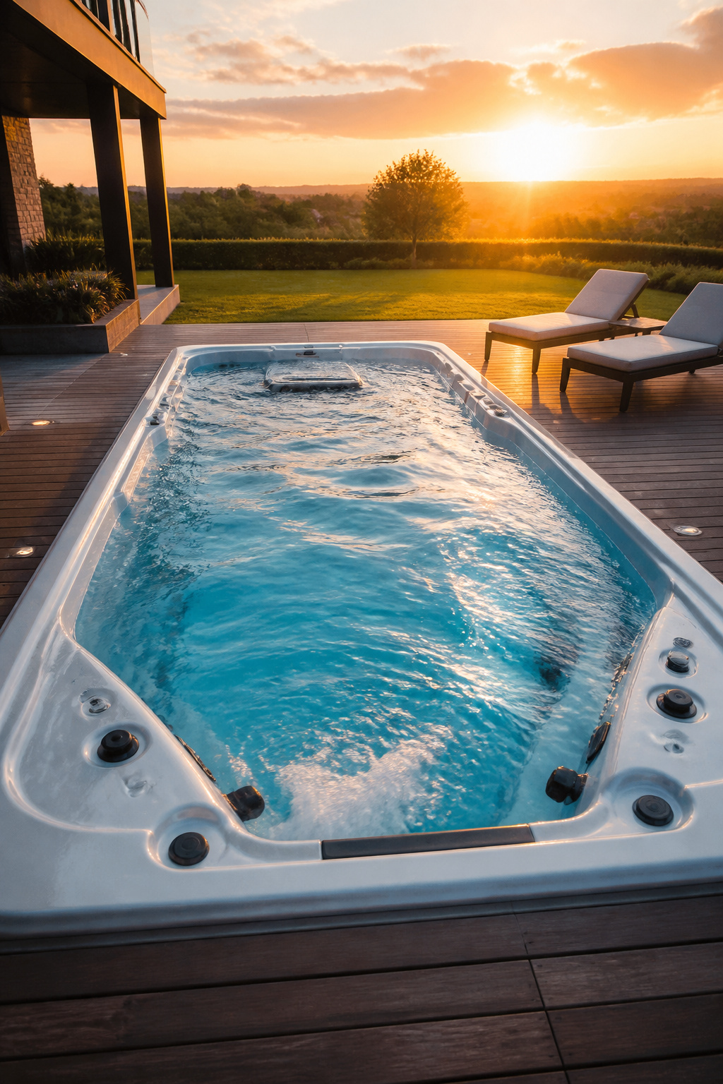 Outdoor Living Hot Tubs: 7 Brands and Styles for Your Backyard 6 Endless Pools swim spa with a current and seating area.