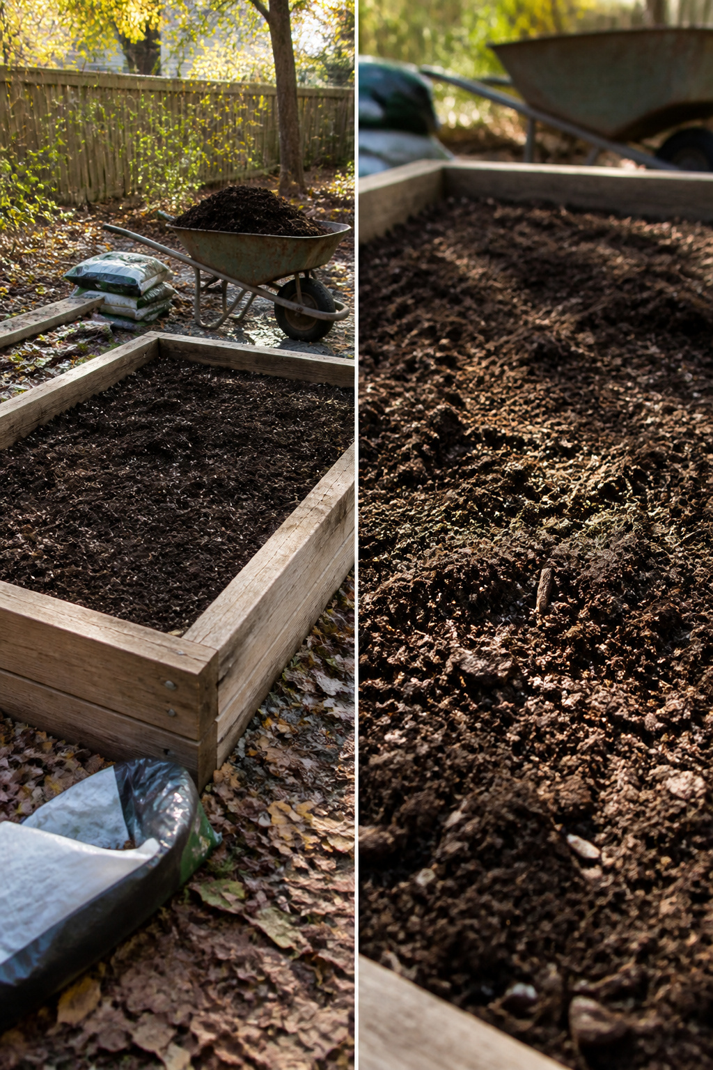How to Build Raised Garden Beds: 8 Steps for a DIY Raised Bed Garden in 2026 7 Soil being added to a raised garden bed, showing different textures.